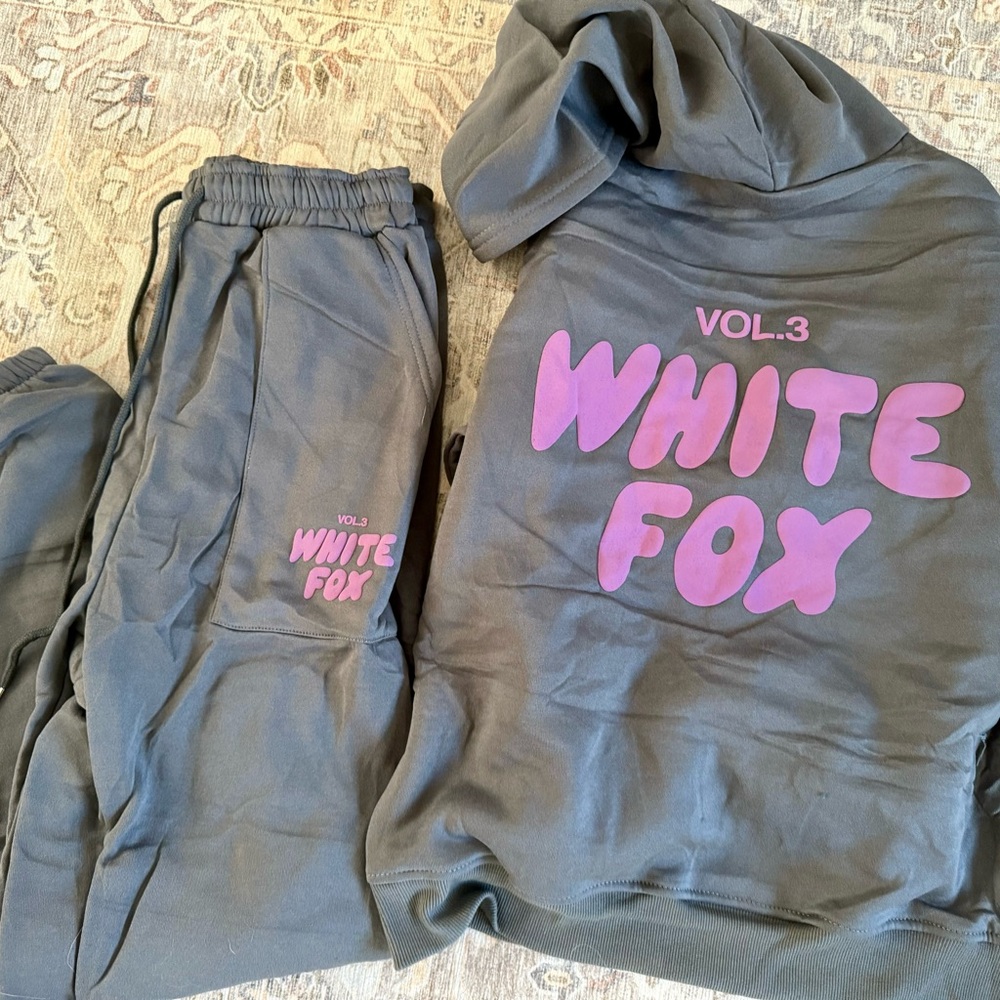 Gray and Pink Hoodie and Joggers Set
